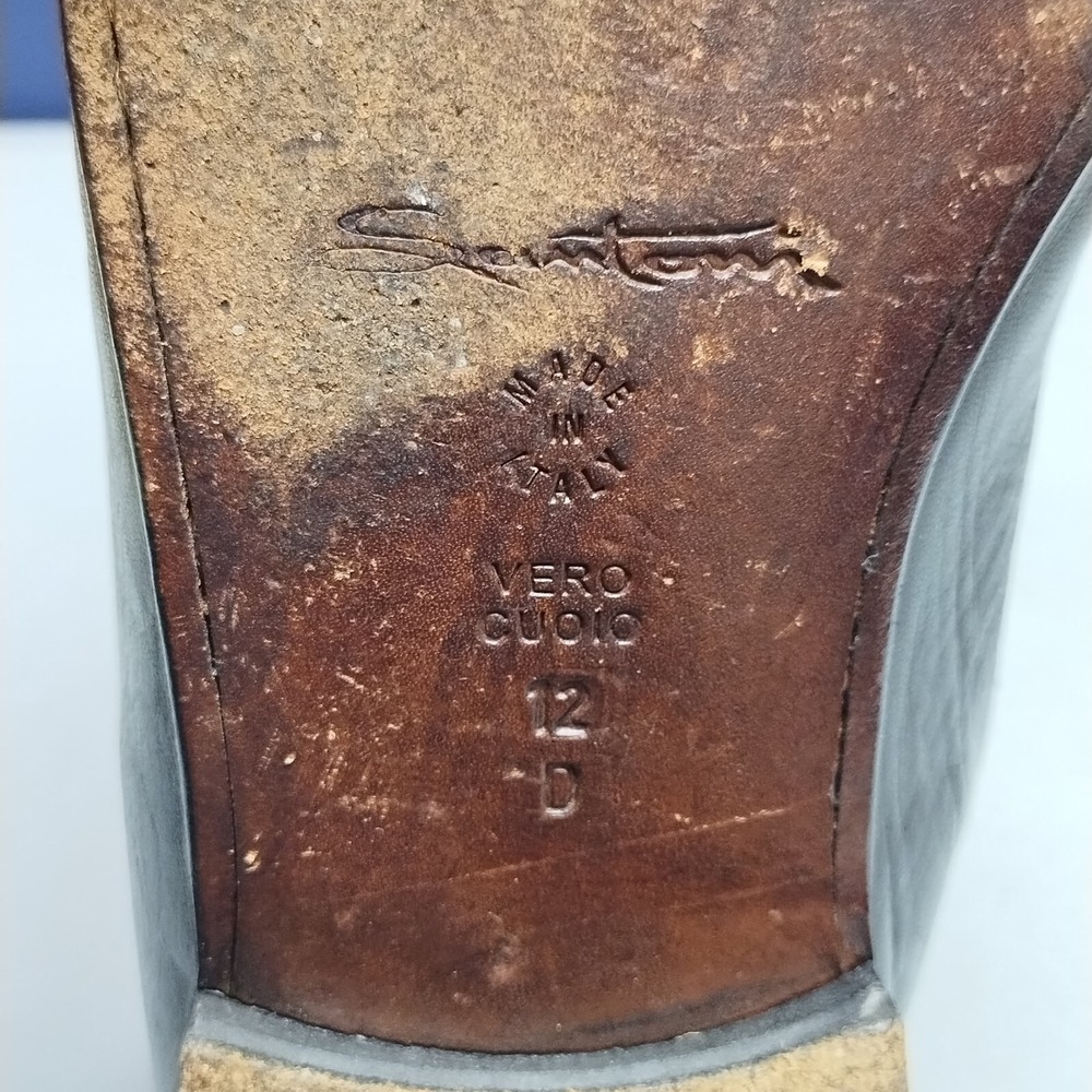 Santoni Black Leather Penny Loafers - Picture 14 of 16